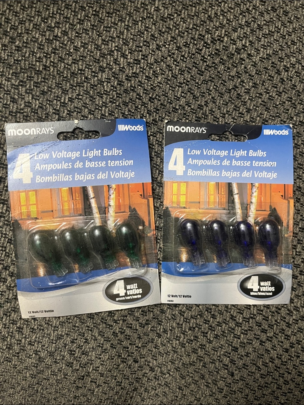Moonrays Low Voltage Light Bulbs - 2 Packs of 4 - Green and Blue